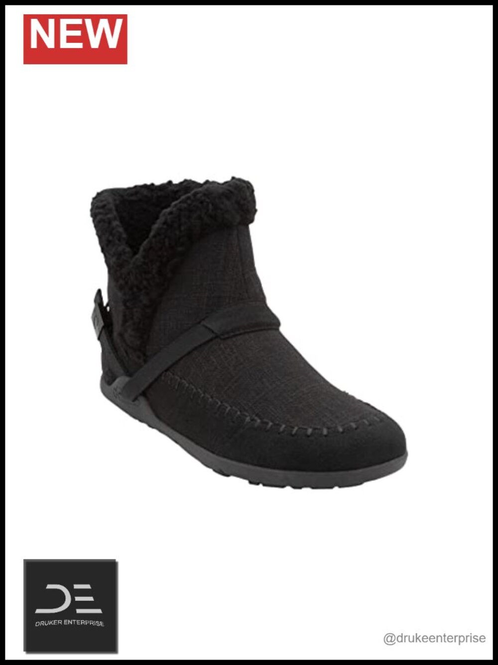 Women's Vegan Ankle Boots with Soft Hemp Upper and Faux Shearling Collar